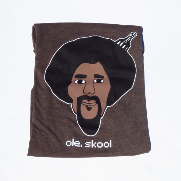 New men graphic brown tshirt with afro & beard - Picture 2 of 2